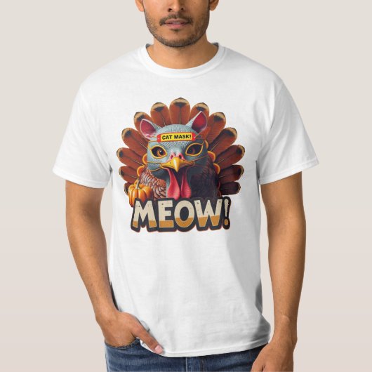Funny Thanksgiving Turkey Meow Tシャツ (正面)
