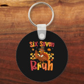 Funny Thanksgiving Turkey Six Seven Bruh Meme Boy  キーホルダー (正面)