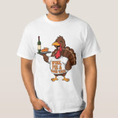 Funny Thanksgiving Turkey Wine Pie Good Vibes Tシャツ (正面)