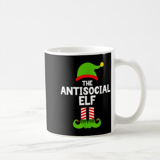 Funny The Antisocial Elf Christmas Family Pajama A コーヒーマグカップ (右)
