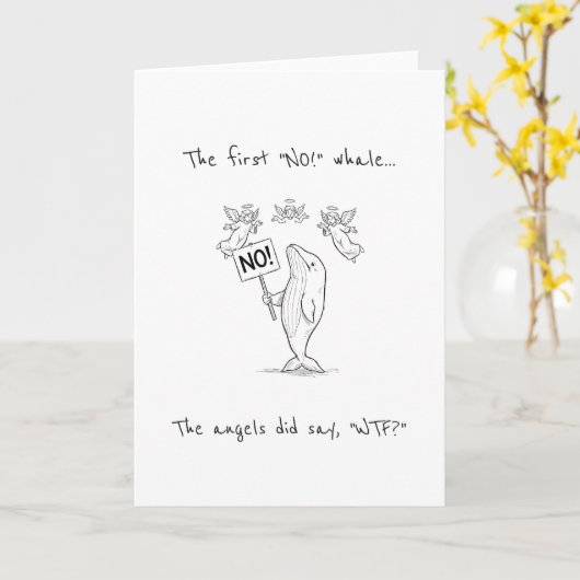 Funny The First Noel No Whale Holiday Christmas カード (黄色い花)