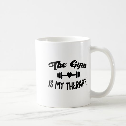 Funny The Gym Is My Therapy Motivational Fitness L コーヒーマグカップ (右)