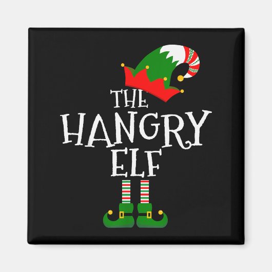 Funny The Hangry Elf Matching Family Group Gift Ch マグネット (正面)