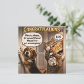 Funny the prank dog and cat congratulations readin カード (スタンド正面)