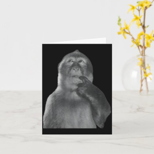 Funny Thinking Monkey Meme Curious Ape Brainrot カード (黄色い花)