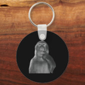 Funny Thinking Monkey Meme Curious Ape Brainrot  キーホルダー (正面)