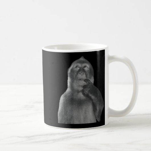Funny Thinking Monkey Meme Curious Ape Brainrot  コーヒーマグカップ (右)
