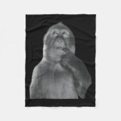 Funny Thinking Monkey Meme Curious Ape Brainrot  フリースブランケット (正面)