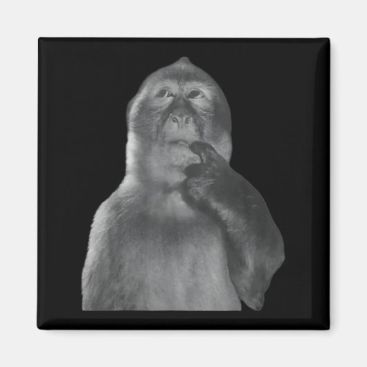 Funny Thinking Monkey Meme Curious Ape Brainrot  マグネット (正面)