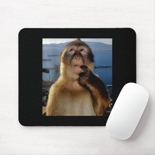 Funny Thinking Monkey Meme Curious Ape Brainrot Gi マウスパッド (マウス)