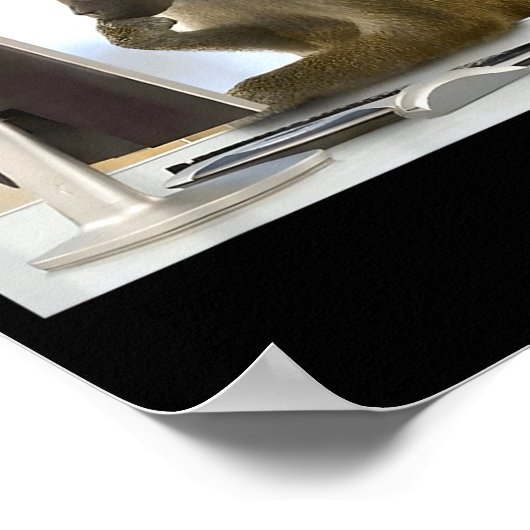 Funny Thinking Monkey Meme Office Curious Ape Brai ポスター (角)