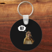 Funny Thinking Monkey Meme Six Seven 6 7 Meme  キーホルダー (正面)