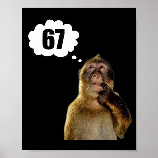 Funny Thinking Monkey Meme Six Seven 6 7 Meme ポスター (正面)