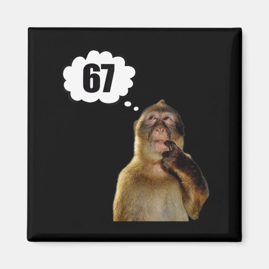 Funny Thinking Monkey Meme Six Seven 6 7 Meme  マグネット (正面)