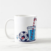 Funny Thirsty Soccer Ball Needing Cold Water Drink コーヒーマグカップ (左)