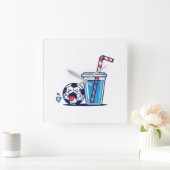 Funny Thirsty Soccer Ball Needing Cold Water Drink スクエア壁時計 (ホーム)