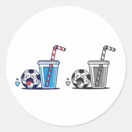 Funny Thirsty Soccer Ball Needing Cold Water Drink ラウンドシール