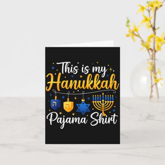 Funny This Is My Hanukkah Pajamakah Pajama Chanuka カード (黄色い花)