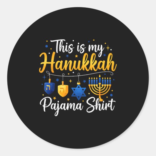 Funny This Is My Hanukkah Pajamakah Pajama Chanuka ラウンドシール (正面)