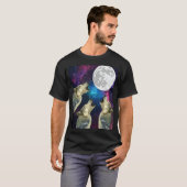 Funny Three bird wolf Moon bird wolf Howling With  Tシャツ (正面フル)