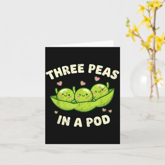 Funny Three Peas In A D Cute Kawaii  カード (黄色い花)