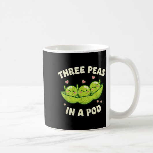 Funny Three Peas In A D Cute Kawaii コーヒーマグカップ (右)