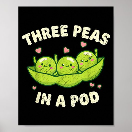 Funny Three Peas In A D Cute Kawaii  ポスター (正面)
