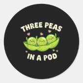 Funny Three Peas In A D Cute Kawaii  ラウンドシール (正面)