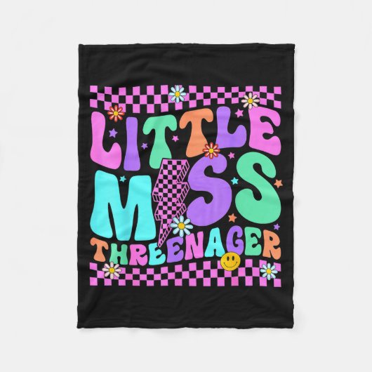 Funny Threenager Happy 3rd Bday Party 3 Years Old  フリースブランケット (正面)