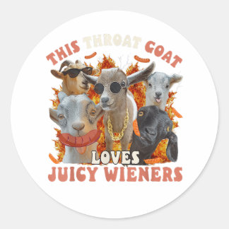Funny Throat Goat Swallows Juicy Wieners Sticker ラウンドシール