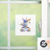 Funny Tie Dye Rabbit Baseball Easter Bunny Men Boy ウィンドウサイン (ホーム)