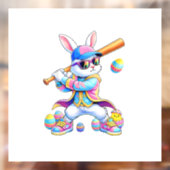Funny Tie Dye Rabbit Baseball Easter Bunny Men Boy ウィンドウサイン (シート2)