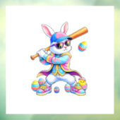 Funny Tie Dye Rabbit Baseball Easter Bunny Men Boy ウィンドウサイン (シート3)