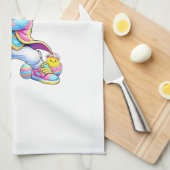 Funny Tie Dye Rabbit Baseball Easter Bunny Men Boy キッチンタオル (四つ折り)