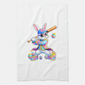 Funny Tie Dye Rabbit Baseball Easter Bunny Men Boy キッチンタオル (縦)
