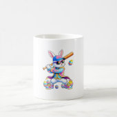 Funny Tie Dye Rabbit Baseball Easter Bunny Men Boy コーヒーマグカップ (中央)