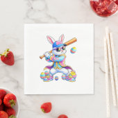 Funny Tie Dye Rabbit Baseball Easter Bunny Men Boy スタンダードランチョンナプキン (インサイチュ)