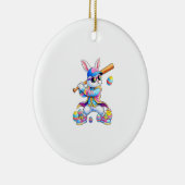 Funny Tie Dye Rabbit Baseball Easter Bunny Men Boy セラミックオーナメント (右)