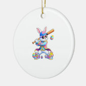 Funny Tie Dye Rabbit Baseball Easter Bunny Men Boy セラミックオーナメント (左)