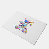 Funny Tie Dye Rabbit Baseball Easter Bunny Men Boy ドアマット (アングル)