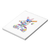 Funny Tie Dye Rabbit Baseball Easter Bunny Men Boy ノートパッド (回転)
