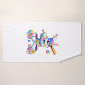 Funny Tie Dye Rabbit Baseball Easter Bunny Men Boy バスタオル (バスタオル)