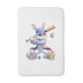 Funny Tie Dye Rabbit Baseball Easter Bunny Men Boy バスマット (正面縦)