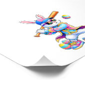 Funny Tie Dye Rabbit Baseball Easter Bunny Men Boy フォトプリント (角)