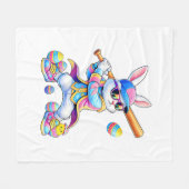 Funny Tie Dye Rabbit Baseball Easter Bunny Men Boy フリースブランケット (正面(横))
