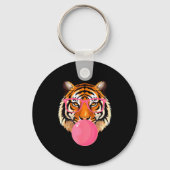 Funny Tiger Gles Blowing Bubble Gum Cute Tiger Fac キーホルダー (正面)