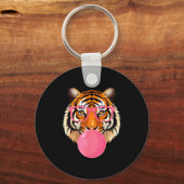 Funny Tiger Gles Blowing Bubble Gum Cute Tiger Fac キーホルダー (正面)