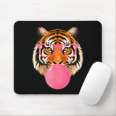 Funny Tiger Gles Blowing Bubble Gum Cute Tiger Fac マウスパッド (マウス)