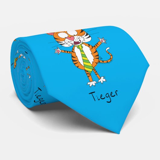 Funny Tiger in a Tie Cartoon Kids ネクタイ (ロール)
