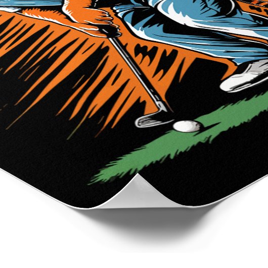 Funny Tiger Playing Golf Funny Animal Golfer Tiger ポスター (角)